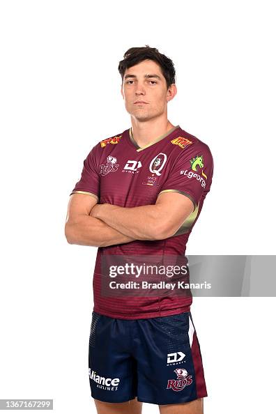 Campbell Reds Rugby Union Jock Campbell poses during the Queensland Reds Super Rugby 2022... News ...