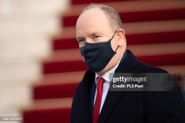 Prince Albert II of Monaco attends the Sainte-Devote ceremony on January 27, 2022 in Monaco, Monaco.