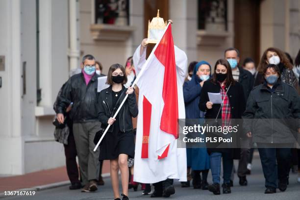 General view during the Sainte-Devote ceremony on January 27, 2022 in Monaco, Monaco.