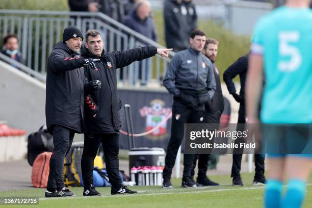 Lee Skyrme and Dave Horseman Southampton B Team coaches during the Premier League Cup match between Southampton U21s and AFC Bournemouth Development...
