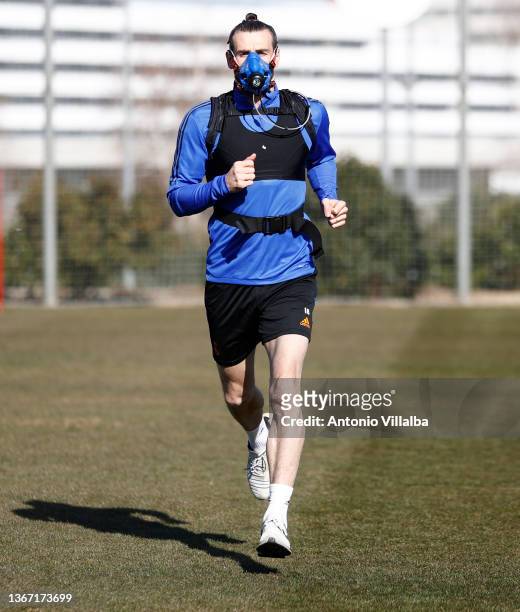 Gareth Bale, player of Real Madrid, is training at Valdebebas training ground on January 27, 2022 in Madrid, Spain.