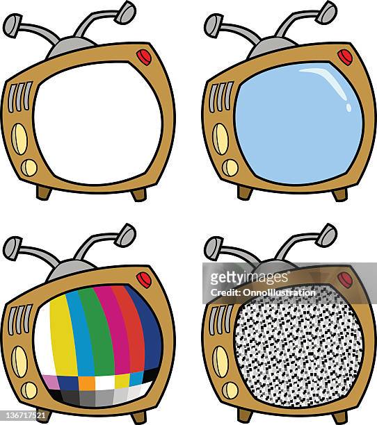 old fashioned television - television aerial stock illustrations