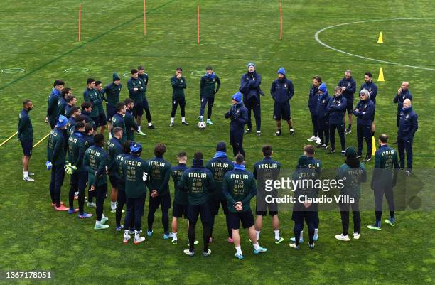 General view during a Italy training session at Centro Tecnico Federale di Coverciano on January 27, 2022 in Florence, Italy.
