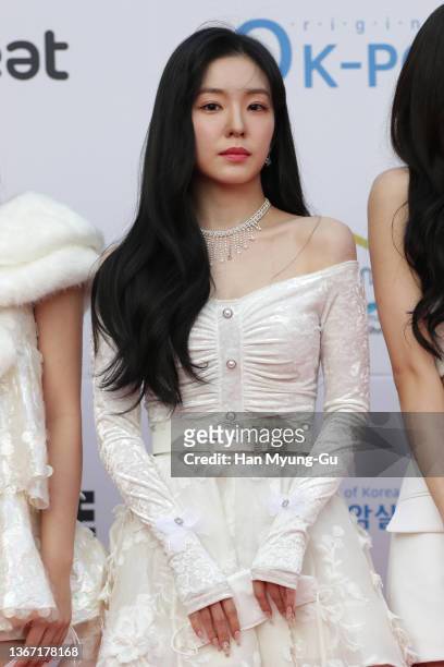 Irene aka Bae Joo-Hyun of girl group Red Velvet attends the 11th Gaon Chart Music Awards at Jamsil Indoor Gymnasium on January 27, 2022 in Seoul,...