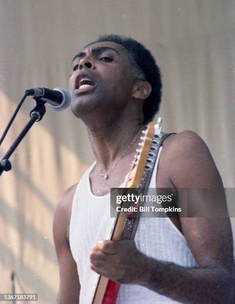 July 1995: MANDATORY CREDIT Bill Tompkins/Getty Images Gilberto Gil performing during the Central Park Summerstage concert series. July 1995 in New...