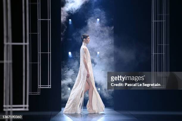 Model walks the runway during the Fendi Couture Haute Couture Spring/Summer 2022 show as part of Paris Fashion Week on January 27, 2022 in Paris,...
