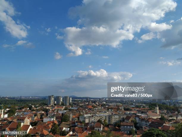 high angle shot of townscape against sky,visoka a,beograd,serbia - belgrade skyline imagens e fotografias de stock