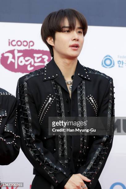 Jungwoo of boy band NCT 127 attends the 11th Gaon Chart Music Awards at Jamsil Indoor Gymnasium on January 27, 2022 in Seoul, South Korea.