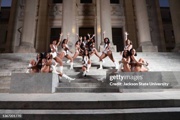 Jackson State's famed dancing squad, The J-Settes, pose for a photo for a promotional poster for homecoming 2021.