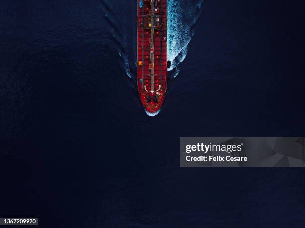 aerial view of a crude oil tanker - ship fumes stock pictures, royalty-free photos & images