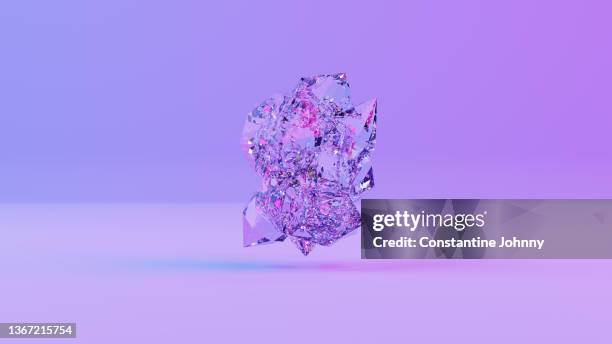 abstract crystal shape - purple stone stock pictures, royalty-free photos & images