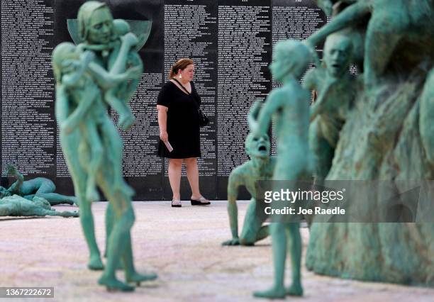Belen Gonzalez visits the Holocaust Memorial Miami Beach on International Holocaust Remembrance Day on January 27, 2022 in Miami Beach, Florida....