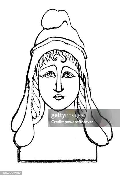 trojan wearing a phrygian cap, drawing by thomas hope - 18th century - troy stock illustrations