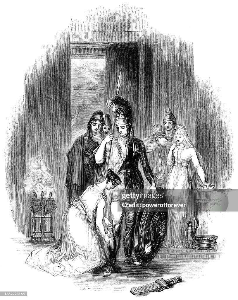Helen of Troy Helps Hector Remove His Armour - Works of William Shakespeare