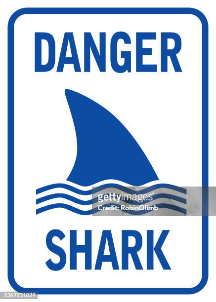 danger shark sign - great white shark stock illustrations