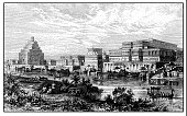 Reconstruction of the Assyrian royal Palace at Niniveh on the border of Tigris river, Assyrian empire