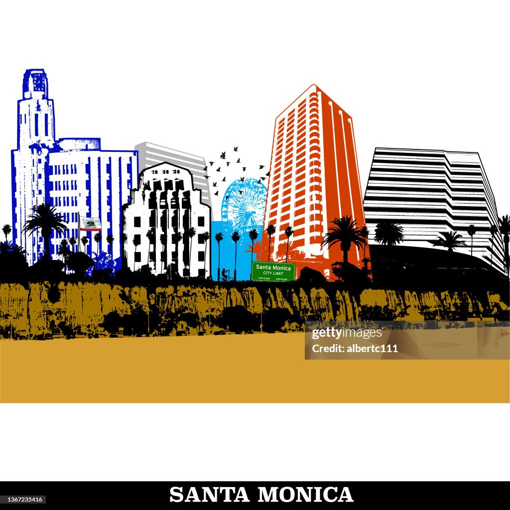 Santa Monica Cityscape stylized perspective