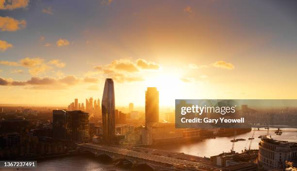 london city skyline at sunset - sunset stock pictures, royalty-free photos & images