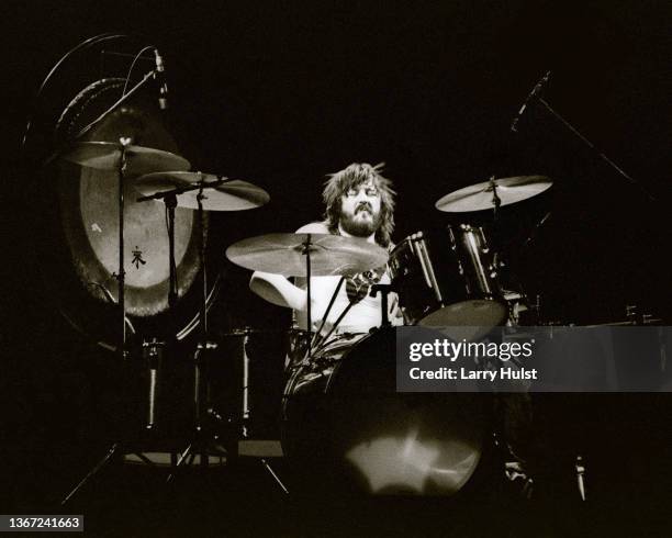 Led Zeppelin performs at the Los Angelas Forum, in Inglewood, California on March 13, 1975 .