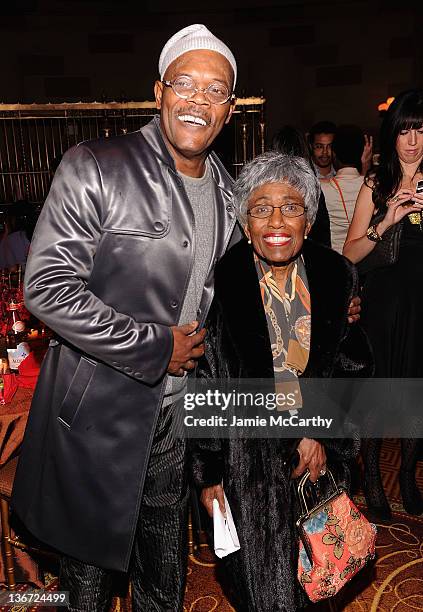 Samuel L. Jackson and Nancy Colon attend the "Red Tails" premiere after party at Gotham Hall on January 10, 2012 in New York City.