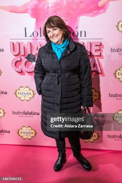 Spanish actress Soledad Mallol poses at 'Una Noche Con Ella' premiere at Teatro La Latina on January 27, 2022 in Madrid, Spain.