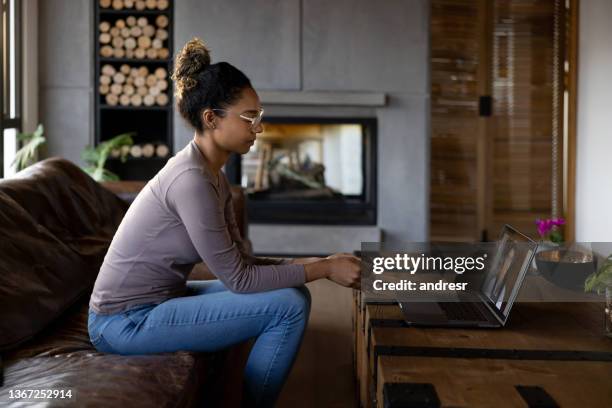 sick woman talking to a doctor on a video call - telehealth visit stock pictures, royalty-free photos & images