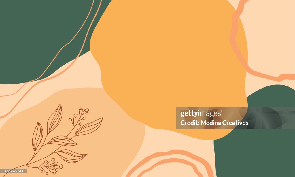 Hand Drawn Minimal Background with Leaf Shapes