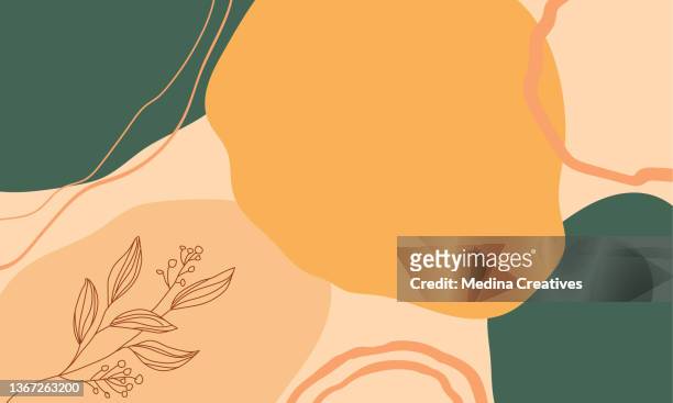 hand drawn minimal background with leaf shapes - organic stock illustrations