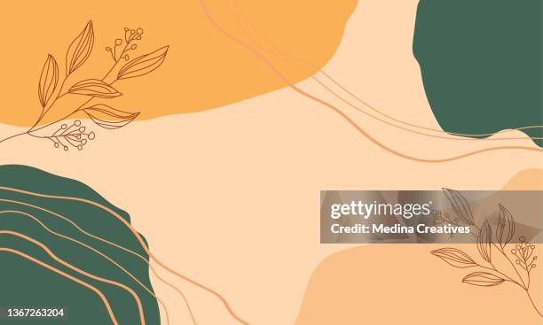 stockillustraties, clipart, cartoons en iconen met hand drawn minimal background with leaf shapes - autumn makeup