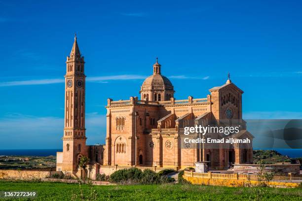 romanesque basilica of the blessed virgin of ta' pinu, gozo, malta - maltese islands stockfoto's en -beelden