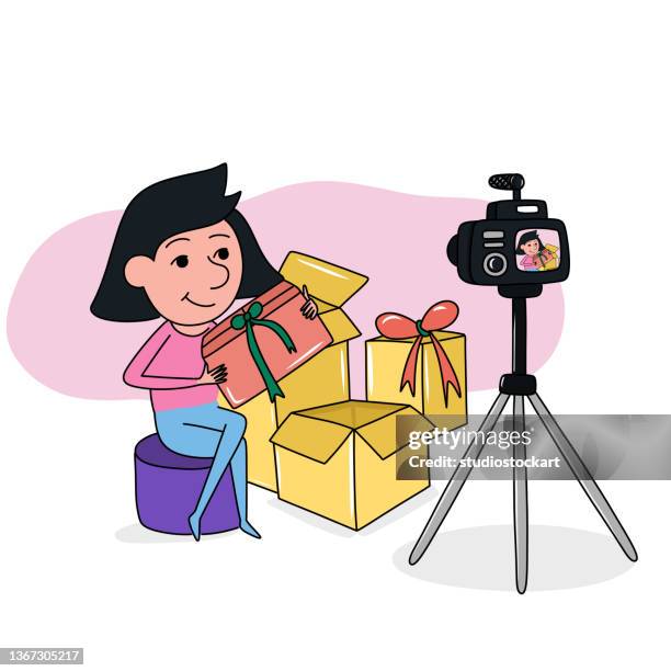 vlog concept - millennials working stock illustrations