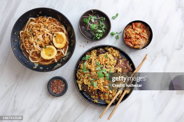 korean food - bowl of ramen stock pictures, royalty-free photos & images