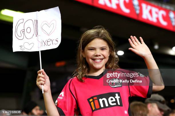 Fans show support during the Men's Big Bash League match between the Perth Scorchers and the Sydney Sixers at Marvel Stadium, on January 28 in...