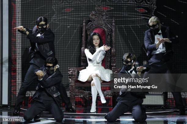 Irene aka Bae Joo-Hyun of girl group Red Velvet performs during the 11th Gaon Chart Music Awards at Jamsil Indoor Gymnasium on January 27, 2022 in...