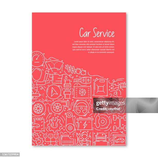 car service related objects and elements. hand drawn vector doodle illustration collection. hand drawn icons set. - car mechanic stock illustrations