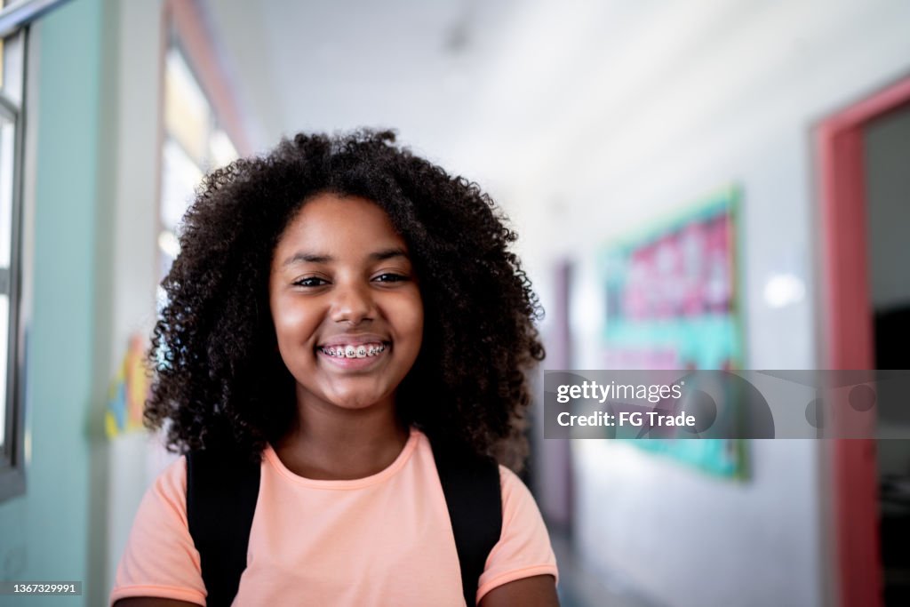 Portrait of a girl at school