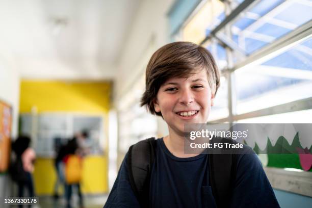 portrait of a boy at school - 13 year old cute boys stock pictures, royalty-free photos & images