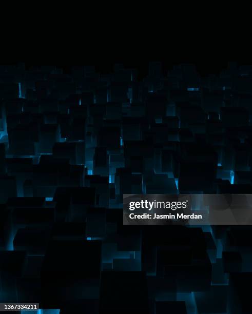 abstract light cubes tech - techno background imagens e fotografias de stock
