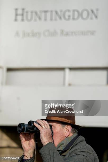 Watching the action at Huntingdon Racecourse on January 28, 2022 in Huntingdon, England.