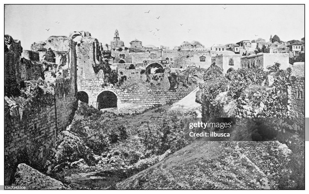 Antique travel photographs of Jerusalem and surroundings: Pool of Bethesda