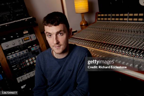 Jack Patterson of British electronic music group Clean Bandit, portrait in recording studio, London, 2016.