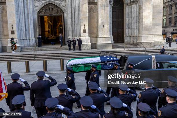 New York, N.Y.L Wake services at St. Patrick's Cathedral in Manhattan for NYPD officer Jason Rivera, on January 27, 2022. Rivera was shot and killed...