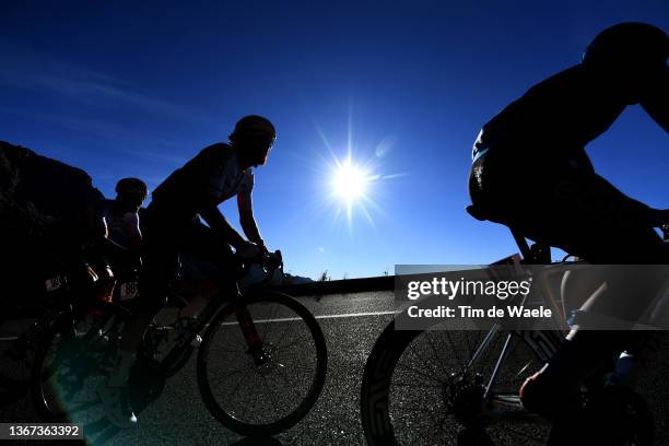 Silhouette of Simon Geschke of Germany and Team Cofidis competing during the 31st Challenge Ciclista Mallorca 2022 - Trofeo Serra De Tramuntana a...