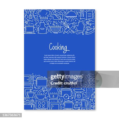 Cooking Related Objects and Elements. Hand Drawn Vector Doodle Illustration Collection. Cover, Poster Template with Different Cooking Objects Cooking Related Objects and Elements. Hand Drawn Vector Doodle Illustration Collection. Cover, Poster Template with Different Cooking Objects