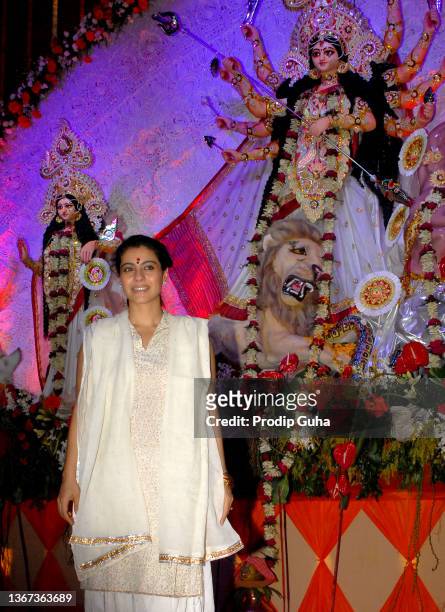 Kajol Devgn attends the North bombay sarbojanik durga Puja festivel on October 20,2012 in Mumbai, India.