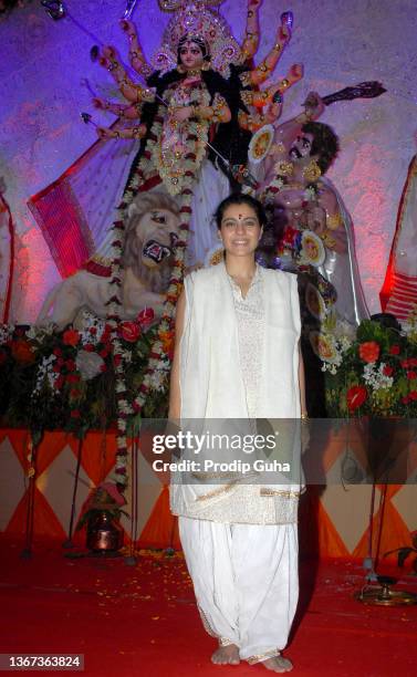 Kajol Devgn attends the North bombay sarbojanik durga Puja festivel on October 20,2012 in Mumbai, India.