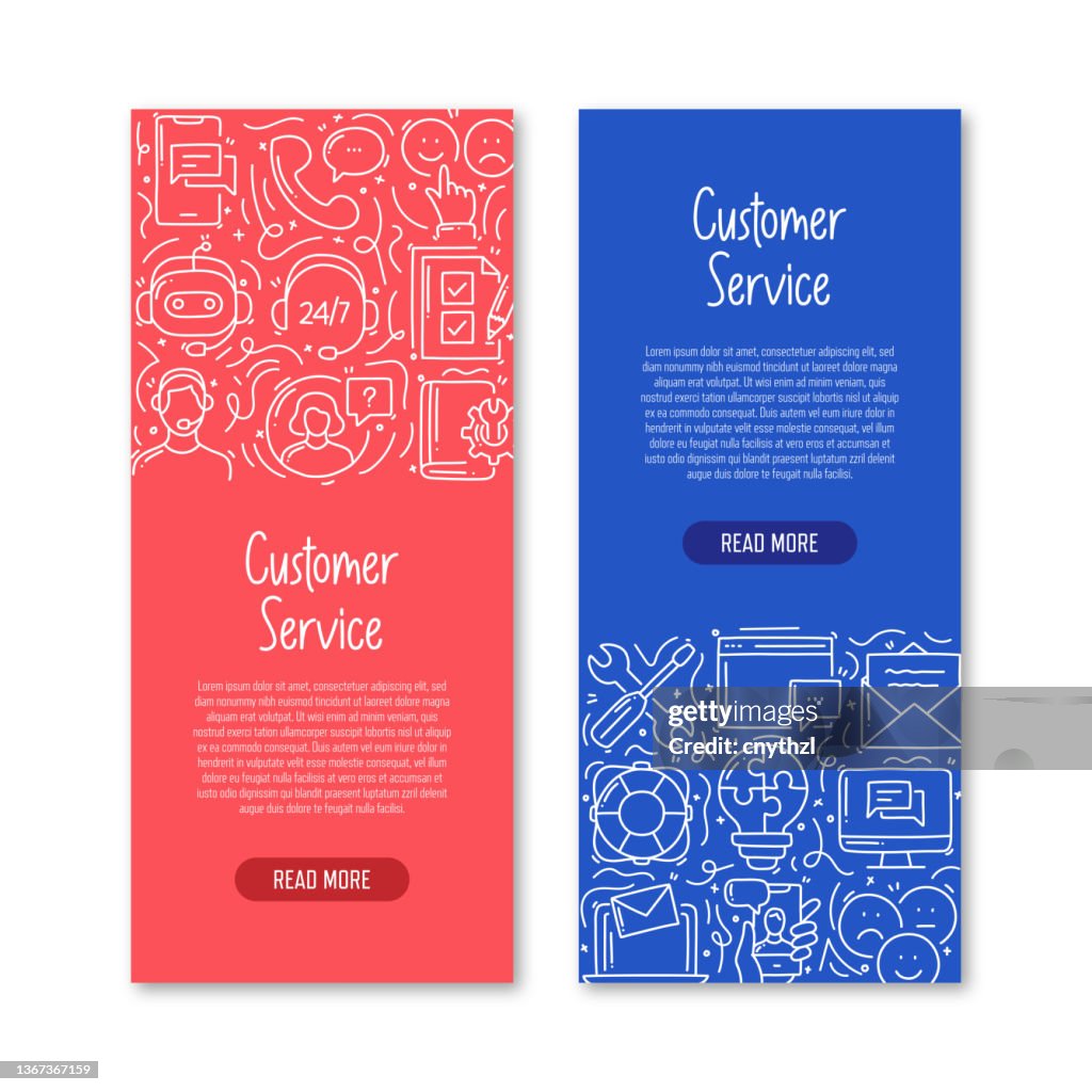 Customer Service Related Objects And Elements Hand Drawn Vector Doodle ...