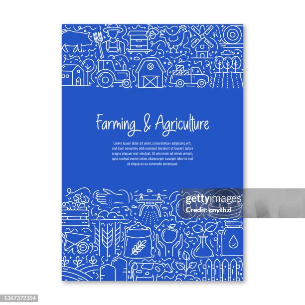 stockillustraties, clipart, cartoons en iconen met farming and agriculture related objects and elements. hand drawn vector doodle illustration collection. poster, cover template with different farming and agriculture objects - chicken drawing