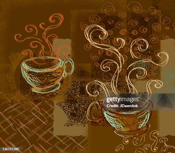 coffee café themed background with cups - coffee background stock illustrations