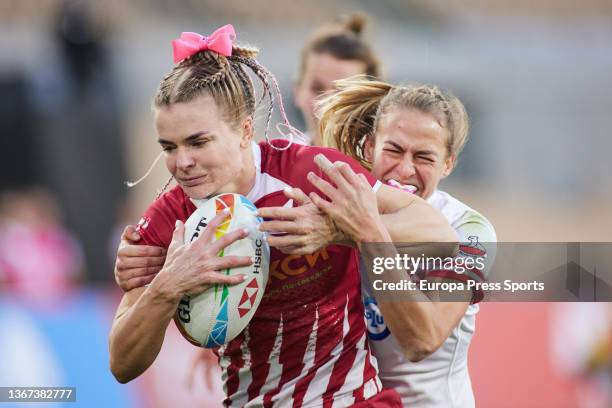Alena Tiron of Russia in action during the Women's HSBC World Rugby Sevens Series 2022 match between Russia 7s and Poland 7s at La Cartuja stadium on...